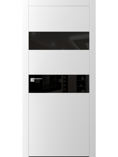 Дверь А2.3.S "Avangard" со стеклом "Лакобель" (белое, черное) 