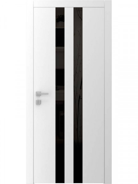 Дверь А3.4 S "Avangard" с узким стеклом "Лакобель" (белое, черное)