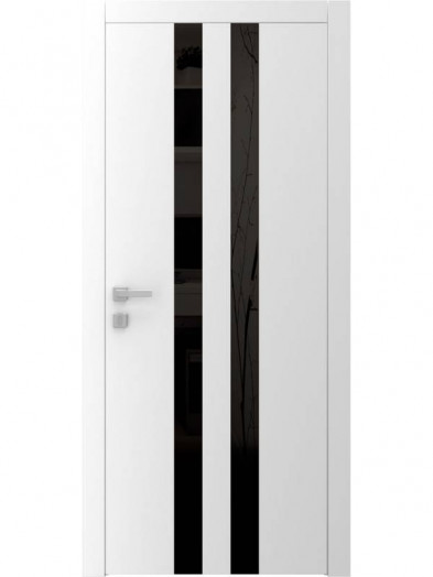 Дверь А3.4 S "Avangard" с узким стеклом "Лакобель" (белое, черное)