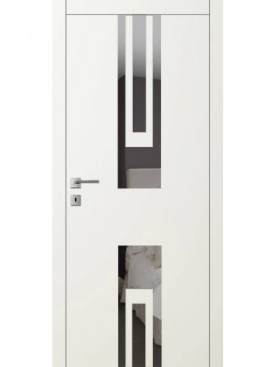 Дверь А12.1.F.S "Avangard" со стеклом "Лакобель" (белое, черное)