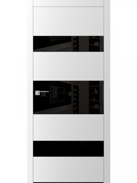 Дверь А2.6.S "Avangard" со стеклом "Лакобель" (белое, черное)